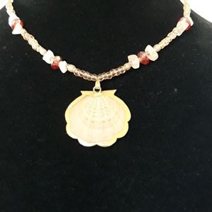 Shell with gold trim necklace
